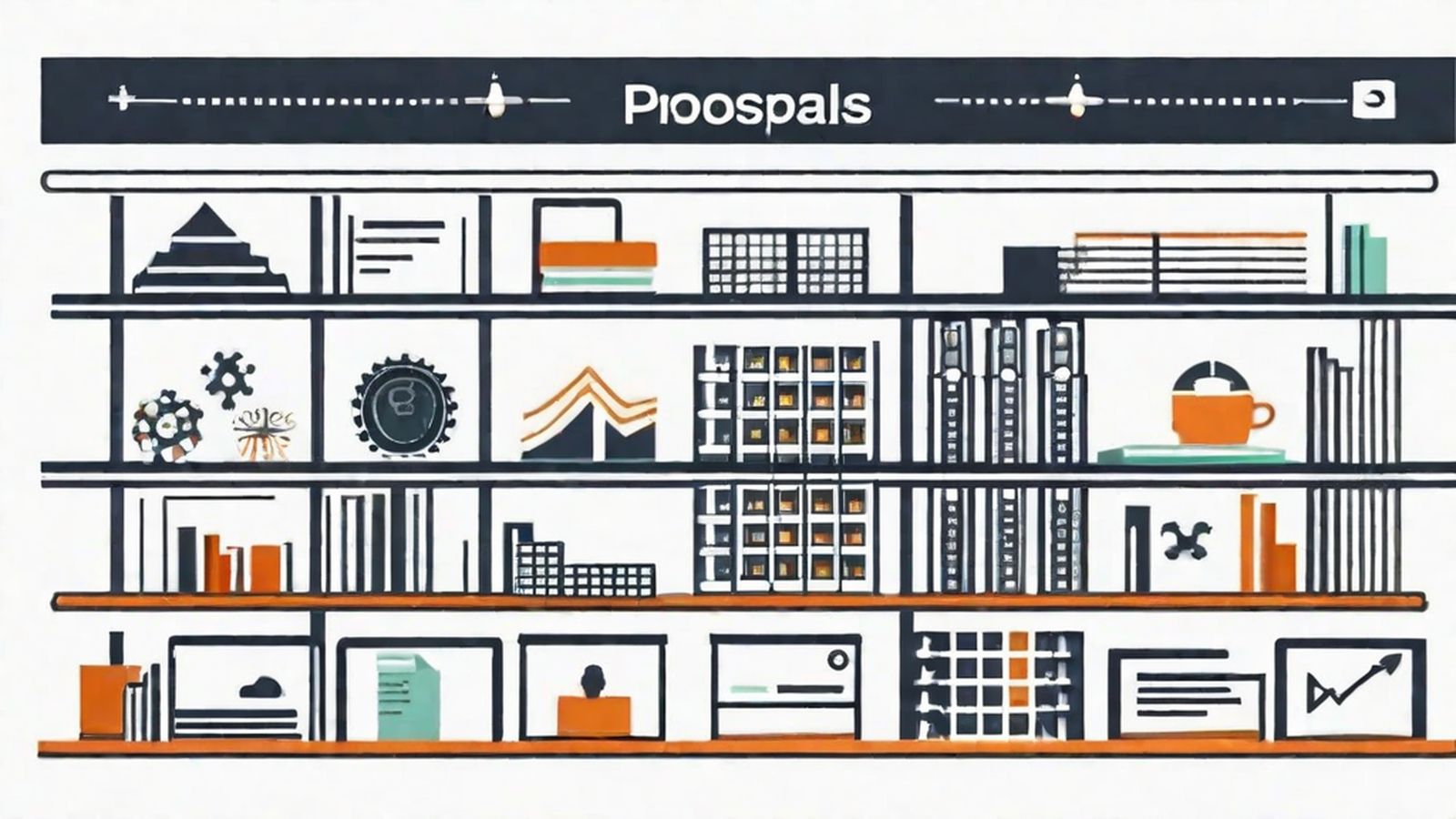Shelf of annotated engineering notebooks.